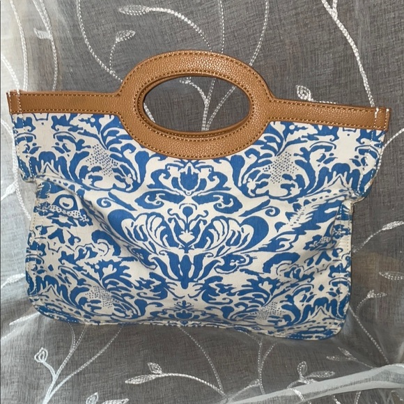 Blue and Tan Patterned Women's Bag - Picture 1 of 7